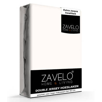 Zavelo Double Jersey Hoeslaken Creme-1-persoons (90x200 cm)