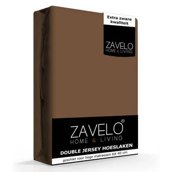 Zavelo Double Jersey Hoeslaken Bruin-Lits-jumeaux (160x200 cm)