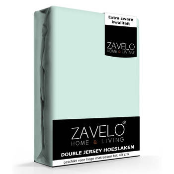 Zavelo Double Jersey Hoeslaken Pastel Blauw-1-persoons (90x220 cm)