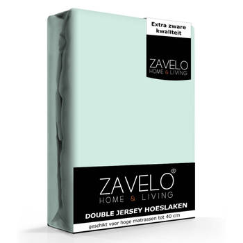 Zavelo Double Jersey Hoeslaken Pastel Blauw-Lits-jumeaux (160x200 cm)