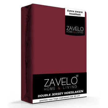 Zavelo Double Jersey Hoeslaken Bordeaux-Lits-jumeaux (160x200 cm)