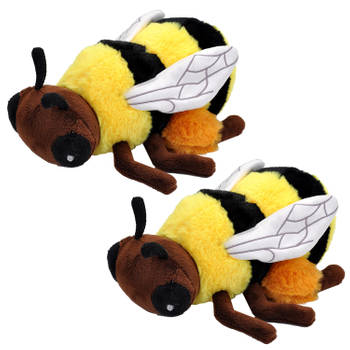 Set van 2x stuks pluche knuffel dieren Eco-kins honing bij van 25 cm - Knuffeldier