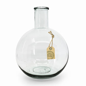 Bloemen vaas transparant eco-glas met flessenhals 31 x 22 cm - Vazen