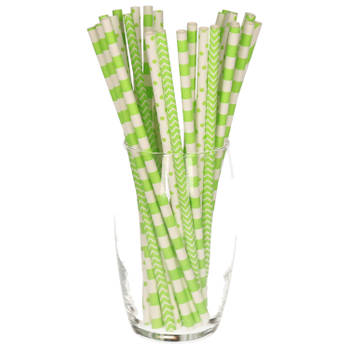 100x stuks drinkrietjes van papier - groen - 20 cm - Drinkrietjes