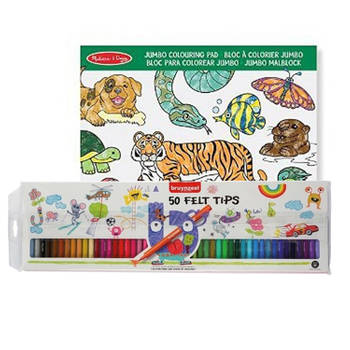 Dieren kleurboek met 50x Topwrite viltstiften set - Kleurboeken