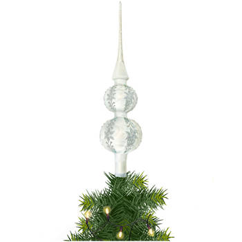 Kerst piek van glas zilver ijslak H30 cm - kerstboompieken