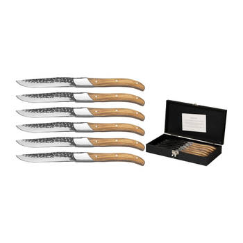 Jay Hill Steakmessen Laguiole - Raw Black - Olijfhout - 6 Stuks