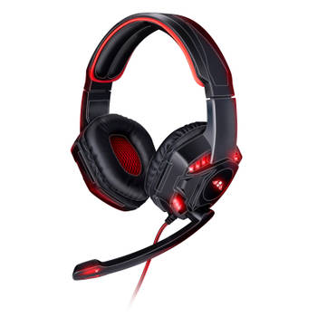 No Fear Gaming Headset - Incl. LED Verlichting - 1.5 M Kabel - Koptelefoon met Microfoon - Over-Ear Ontwerp - Zwart/Rood