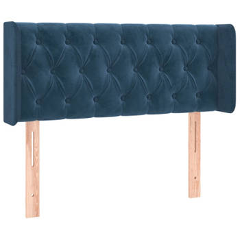 vidaXL Hoofdbord met randen 103x16x78/88 cm fluweel donkerblauw