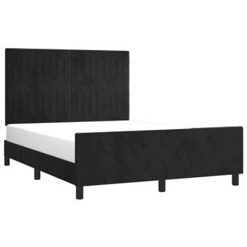 vidaXL Bedframe met hoofdeinde fluweel zwart 140x200 cm