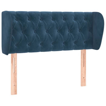 vidaXL Hoofdbord met randen 103x23x78/88 cm fluweel donkerblauw