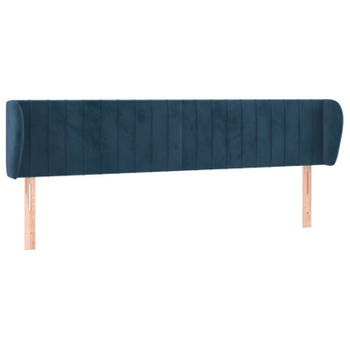 vidaXL Hoofdbord met randen 203x23x78/88 cm fluweel donkerblauw