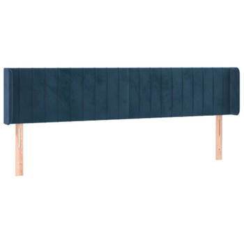 vidaXL Hoofdbord met randen 203x16x78/88 cm fluweel donkerblauw