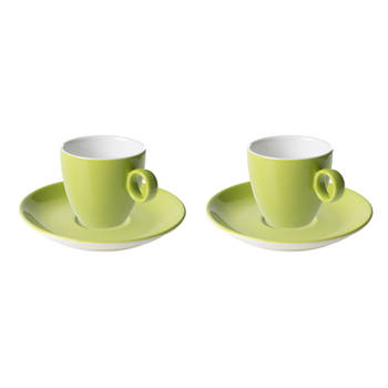 Maastricht Porselein Koffiekop en schotel Bart Colour Cafe 17 cl Groen 2 stuks