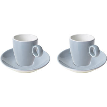 Maastricht Porselein Espressokop en schotel Bart Colour Cafe 6.5 cl - 11 cm Lichtblauw Porselein 2 stuk(s)