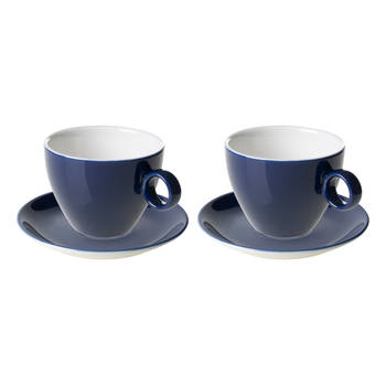 Maastricht Porselein Cappuccinokop en schotel Bart Colour Cafe 23 cl 15 cm Blauw Porselein 2 stuks