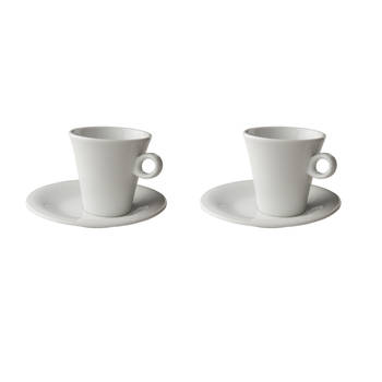 Maastricht Porselein Cappuccinokop en schotel Finn 20 cl 15.5 cm Wit Porselein 2 stuks