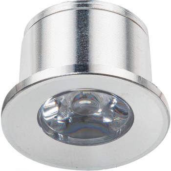 LED Veranda Spot Verlichting - Velvalux - 1W - Natuurlijk Wit 4000K - Inbouw - Dimbaar - Rond - Mat Zilver - Aluminium -