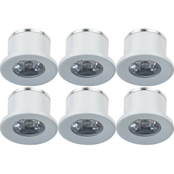 LED Veranda Spot Verlichting 6 Pack - Velvalux - 1W - Natuurlijk Wit 4000K - Inbouw - Dimbaar - Rond - Mat Wit -