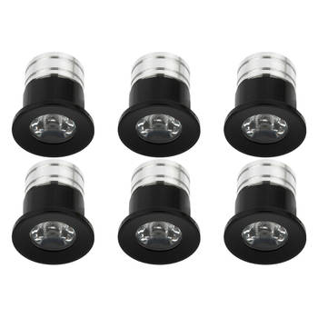 LED Veranda Spot Verlichting 6 Pack - Velvalux - 3W - Warm Wit 3000K - Inbouw - Dimbaar - Rond - Mat Zwart - Aluminium -