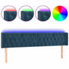 vidaXL Hoofdbord LED 203x16x78/88 cm fluweel donkerblauw