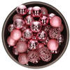 Kunststof kerstballen 37x stuks bubblegum roze 6 cm - Kerstbal