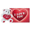 Pluche knuffel Valentijn I Love You beertje 20 cm met hartjes wenskaart - Knuffelberen