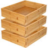 3x stuks kast/lade/make-up sorteer organizer bamboe hout bakje 32 x 24 x 7 cm - Make-up dozen