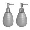 2x stuks zeeppompje/dispenser zilver glanzend polystone 8 x 17 cm - Zeeppompjes