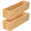 2x stuks kast/lade/make-up sorteer organizer - bamboe hout bakje - 7.5 x 30.5 x 6.5 cm - Make-up dozen
