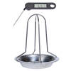 RVS kiprooster/kiphouder/kippenrooster voor de barbecue/BBQ/oven 20 cm met vleesthermometer - barbecueroosters