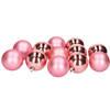 12x stuks kunststof kerstballen bubblegum roze 6 cm glans/mat - Kerstbal
