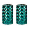 Bloemenvazen 2x stuks - luxe decoratie glas - turquoise blauw - 11 x 20 cm - Vazen