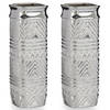 Bloemenvazen 2x stuks - zilver modern vierkant - 10 x 30 cm - keramiek - Vazen