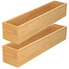 2x stuks kast/lade/make-up sorteer organizer bamboe hout bakje 7.5 x 38 x 6.5 cm - Make-up dozen
