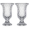 Bloemenvazen 2x stuks - Tulp model - Diamonds transparant glas - 12 x 20 cm - Vazen