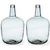 Bloemenvazen 2x stuks - flessen model - glas - blauw transparant - 22 x 39 cm - Vazen