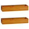 2x Stuks Kast/lade/make-up organizers bamboe hout bakje 30 x 7 x 5 cm - Make-up dozen