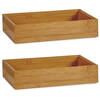 2x Stuks Kast/lade/make-up organizers bamboe hout bakje 23 x 15 x 5 cm - Make-up dozen