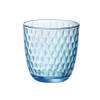Bormioli Waterglas/drinkglas - blauw transparant met relief - 290 ml - Drinkglazen