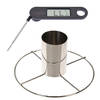 Kiprooster/kippengrill voor de barbecue/BBQ/oven RVS 20 cm met vleesthermometer / braadthermometer - barbecueroosters