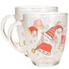 Kerst mok/beker van glas 2x stuks 300 ml met kerstman kleding - Bekers