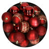 Kunststof kerstballen 20x stuks rood mix 6 cm - Kerstbal