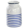 Badkamer tandenborstelhouder / drinkbeker - kunststeen - wit/blauw - 11 cm - Tandenborstelhouders