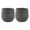 2x stuks plantenpotten/bloempotten in een strakke Modern design look mystic grijs Dia 36 cm en Hoogt - Plantenpotten