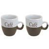 Koffiemok - set 2x stuks - lichtbruin - keramiek - 150 ml - Bekers