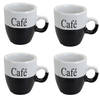 Koffiemok - set 4x stuks - zwart - keramiek - 150 ml - Bekers
