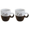 Koffiemok set 2x stuks - donkerbruin - keramiek - 150 ml - Bekers