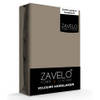 Zavelo Hoeslaken Velours Taupe - Fluweel Zacht - 30 cm Hoekhoogte - Rondom Elastiek - Velvet -1-persoons (80/90x200/2...