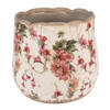 HAES DECO - Bloempot Ø 18x16 cm Roze Beige Keramiek Bloemen Bloempot binnen Plantenpot Plant pot